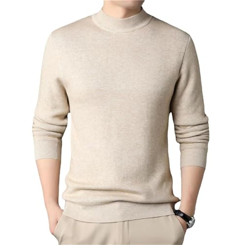 Men'S Sweater Solid Color Pullover Mock Neck Long Sleeve Spring and Autumn Thin Soft Sweater2
