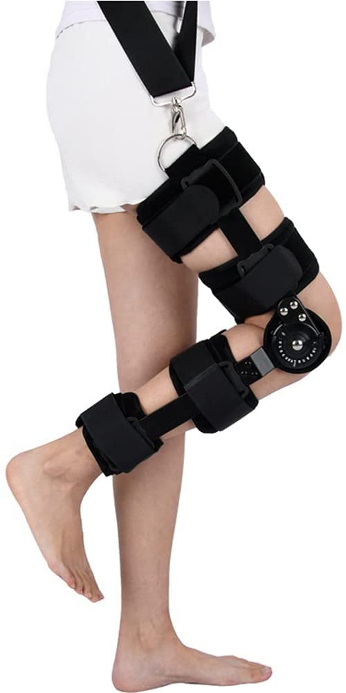 Rodillera con bisagras, soporte ajustable para rótula postoperatoria, almohadilla estabilizadora, almohadilla ortopédica, protector ortopédico, soporte de pierna (Hger M)