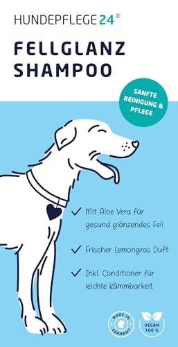 HUNDEPFLEGE24 Hundeshampoo Fellglanz & Hunde Conditioner 500ml - Für gesundes glänzendes Fell & bessere Kämmbarkeit mit Aloe Vera - Rückfettende sanfte Reinigung & Pflege für Jede Hunderasse