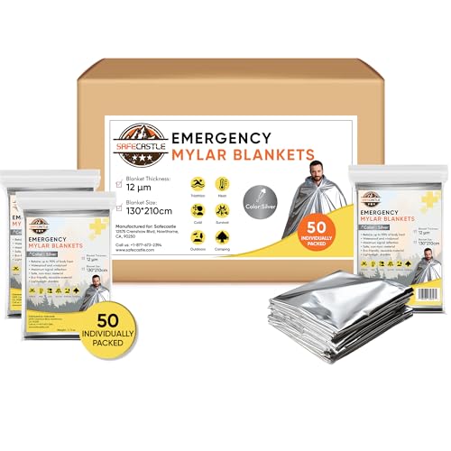 Image of Emergency Mylar Blankets 130*210 Cm Large Reusable Thermal Space Blanket Survival Rescue Insulating Reflective foil kit Outdoors Hiking Camping Blanket First Aid Car Emergency Kit Pack of 50