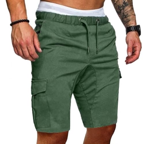Pkfinrd Shorts décontractés Shorts de fret Masculin Pantalon Masculin élégant Coton avec Poche Multiple for Le Camping de pêche décontracté (Color : Army Green, Size : XXX-Large)