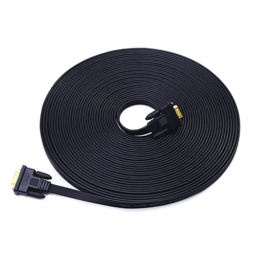 Dtech 65Ft Extra Long Vga To Vga Cable 15 Pin Male To Male Flat Svga Cord For Computer To Monitor Full Hd Video (20 Meter, Black) #TOP4