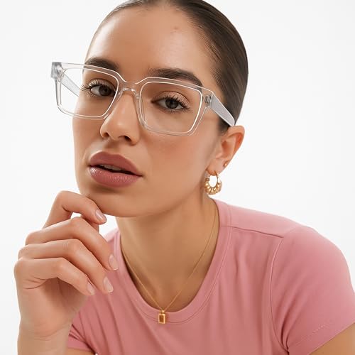 Image of livho Oversized Eyewear Frame for Woman and Men - Rectangle Fashion Glasses for Computer, Chic Preppy Frame