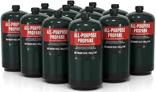 Propane Replacement Fuel Cylinders Camping- 16 Oz (12 Pack) Factory Pre-filled and Ready to Use
