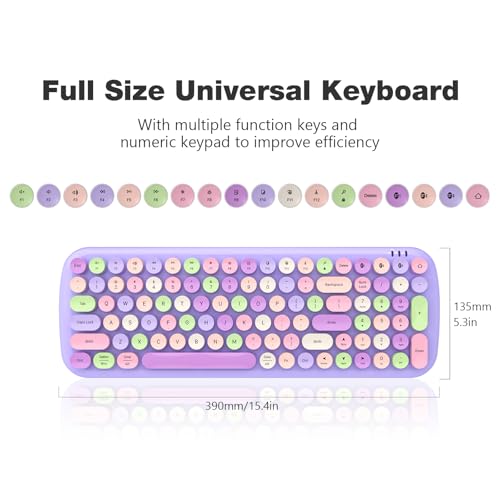 Image of MOFII Wireless Keyboard and Mouse Combo, Full-Size Retro Typewriter-Style Wireless Keyboard with Optical Mouse for Computer /Laptop /Windows /Mac (Purple)