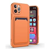  LVTFCO Étui Portefeuille en Silicone Liquide pour iPhone 12 13 Mini 11 14 Pro Max Étui pour Porte-Cartes pour iPhone XR XS 8 Plus Housse de Poche Mince, Orange, pour IP 14 Pro Max
