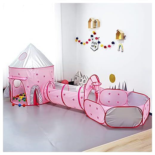 Achort 3 en 1 Tienda Campaña Infantil, Piscina de Bolas + Casita Infantil + Tunel Infantil: Plegable Parque Bebe Bolas Infantil Jardín Exterior Interior Juguetes Niños Niñas Bebes Casitas Tela, Rosa