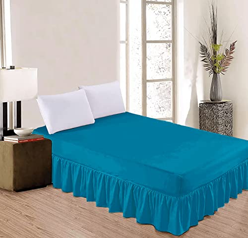 Rohi Deep Fitted Valance Sheet Double Bed, Easy Care Plain Dyed Valance Fitted Sheet with 30cm Deep Frill, Hypoallergenic
