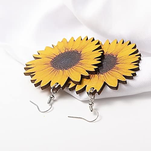 Handmade Resin 4D Sunflower Daisy Flower Drop Dangle Earrings Wooden Little Daisy Flower for Women You are My Sunshine Summer Boho Jewelry-1 - Image 3