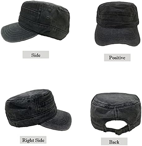 Military Cap Vintage Army Caps Washed Cotton Flat Top Cap Outdoor Sunhat - Image 3