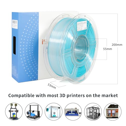 Image of iSANMATE 3D Printer Filament, PLA Filament 1.75mm Dual Color Filament, Shiny Silk PLA Coextruded Filament, 1 kg /Spool (Lake Green and Silver)