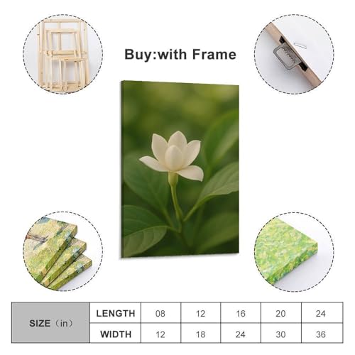 Fleur blanche d'exception sur feuilles vertes 40x60 ZHOUKEG