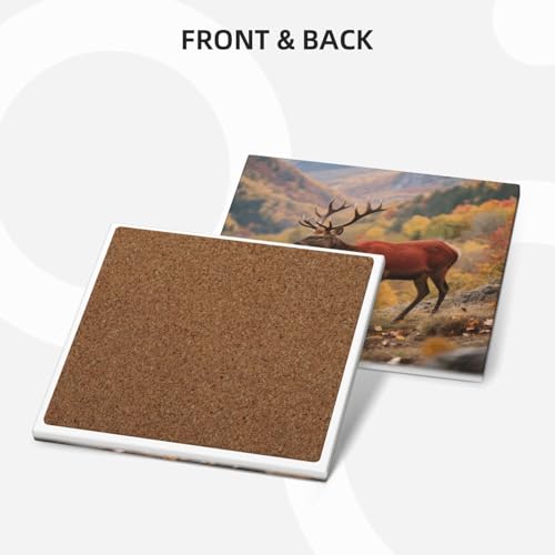 Dessous de verre élan en céramique absorbante avec support et base en liège (Lot de 6) - 3