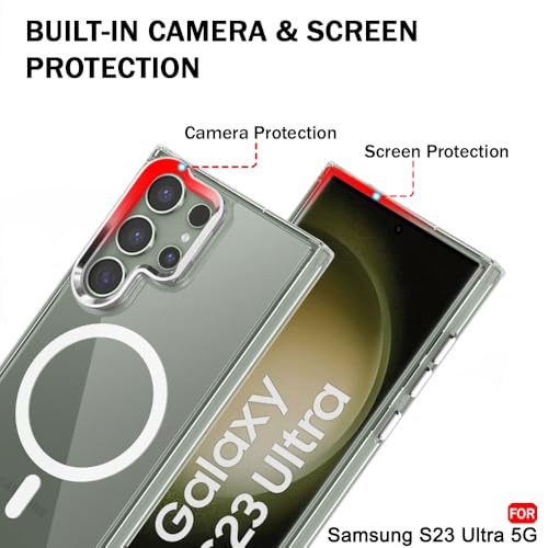 Image of TheGiftKart Hybrid Back Cover Case for Samsung Galaxy S23 Ultra 5G Compatible with MagSafe | Built-In Stand | ShockProof Hard Case Cover for Samsung S23 Ultra (PC & TPU, Clear Back, Transparent Sides)