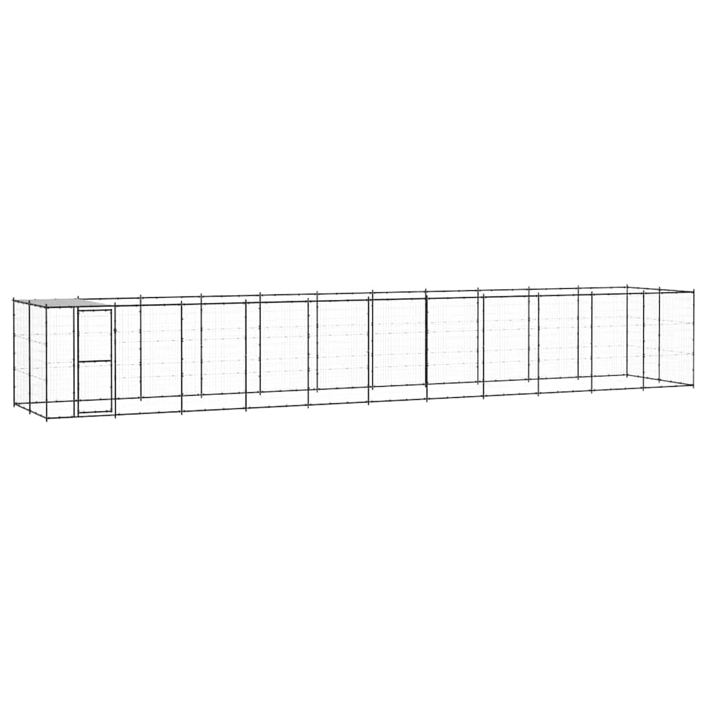 Cuccia per cani con tetto in acciaio, 1210 x 220 x 180 cm, colore | Ampio recinto per cuccioli da giardino con porta richiudibile, pareti a griglia stabili e tetto in polietilene resistente ai