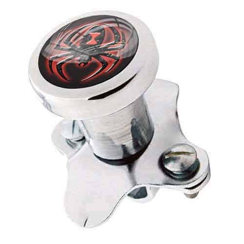 TrickToppers Billet Aluminum Polished Steering Wheel Spinner Suicide Brody Knob for Hot Rod Customs Car Truck SUV Tractor Trailer Big Rig Boat and More - Vintage Black Widow Spider Red