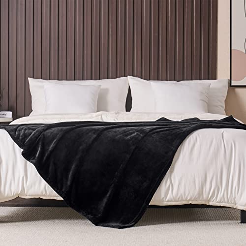 Nmosyni Fleece Blanket Black Throw Blanket For Couch, Anti-Static Fuzzy Blanket, Warm Cosy Throw Blanket For Sofa And Bed, Super Soft And Lightweight Blanket For All Seasons, 50 X 60 Inches #TOP4