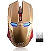Wireless Mouse 2.4G Portable Mobile Optical Iron Man Mouse with USB Nano Receiver, 3 Adjustable DPI Levels, 6 Buttons for Notebook, PC, Laptop, Computer, MacBook – Gold