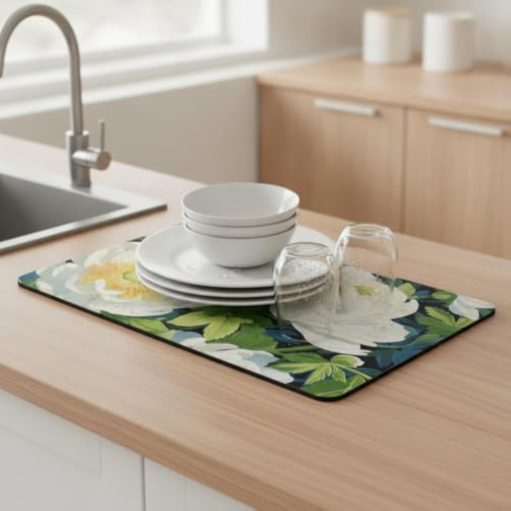 Diatomite Drying Mat for Kitchen Counter, Absorbent Dish Drying Pad