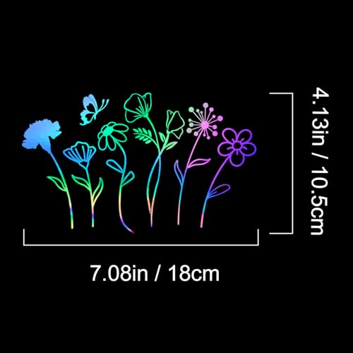 Image of 1Sheet Birth Month Flower Decal,Wildflower Decals,Boho Car Decal, Floral Vinyl Decal Gift for Plant Lovers /Gifts for Mom, Floral Car Decal, Mother Day Gift |4.8 inch Wide(Holographic)