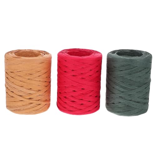 Ruban de raphia pour cadeau Uonlytech | 3 rouleaux pour artisanat