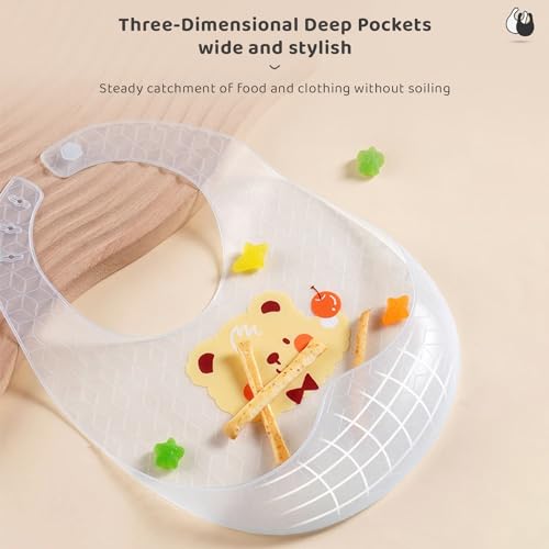 Image of StarAndDaisy Reusable Silicone Bib for Baby with Adjustable Buttons for Mess-Free Feeding