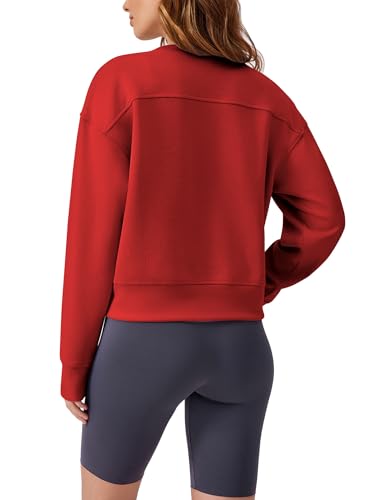 PINSPARK Soft Crewneck Cropped Sweatshirt for Women Long Sleeve Relaxed Lightweight Basic Crop Tops 20252
