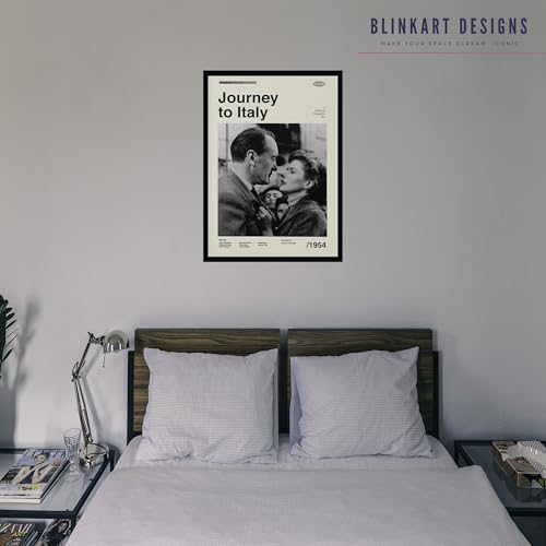 Image of BLINKART Journey To Italy Movie Poster Frame 8x12 Inch | Premium 300 GSM Paper Wall Print | Mid Century Vintage Film Artwork for Home, Bedroom, Living Room, Office | Framed Photo Decor