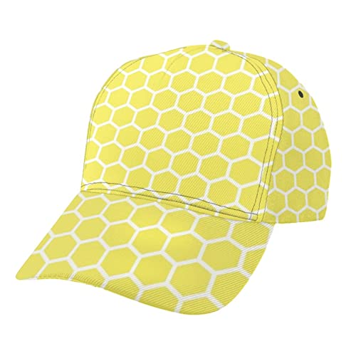 Gorra de béisbol clásica, ajustable, casual, para papá, para hombres, mujeres, correr, ciclismo, senderismo, golf, patrón de panal amarillo veraniego