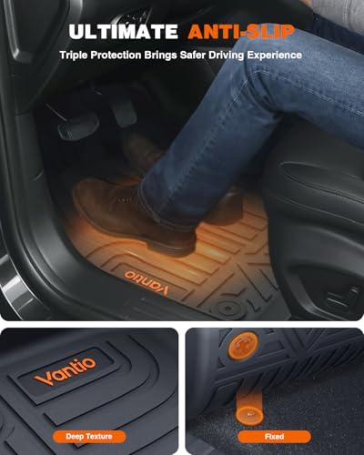 Image of Floor Mats for 2017-2026 Jeep Compass | Custom Fit TPE All Weather Floor Liners with Cargo Mat, Front & 2nd Row Full Set, Waterproof Heavy Duty Anti-Slip Car Mats