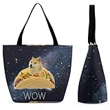 Yandier Galaxy Wow Doge Meme Bread Doge Shiba Large Fashion Totes Bag Women's Casual Purses Work Handbags Shopping Bag
