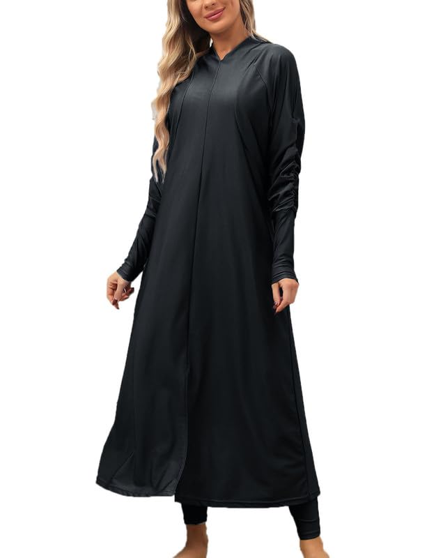 Sommer Dubai Arab 3 Stück Set Schwarz Modest Bademode Frauen Muslim Full Cover Burkini Badeanzug mit Badekappe