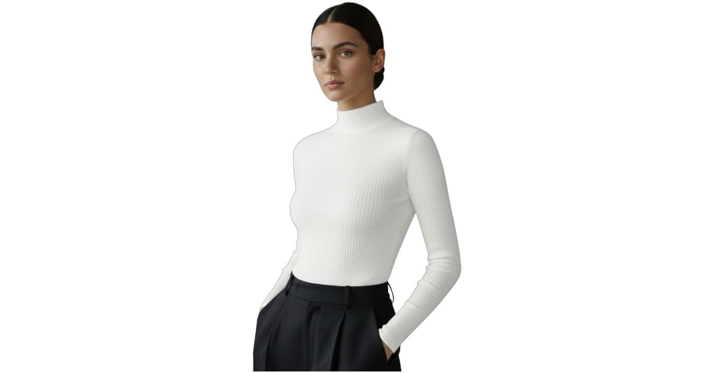 srisaras Women’s Classic Turtleneck Pullover – Ribbed, Soft Cotton-Blend, Slim Fit Winter Sweater-picture-47