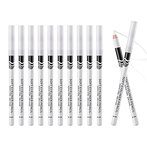 12PCS Eyeliner Blanc Doux - Fard À Paupières Crayon Étanche Naturel Mat Hypoallergénique - Eyeliners Blanc