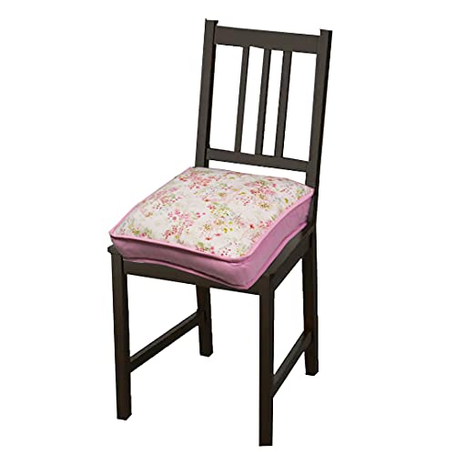 Image of COOZLY 18 Inches X 18 Inches Chairpad /Seat Cushion with Elastic Straps - Cotton Printed Design Tuf Fibre Filling | Seat Cushion (Floral Spray)