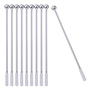 YARNOW 10Pcs 19Cm Mengen Cocktail Rvs Roerstaafjes Metalen Roerstaafje Cocktail Swizzle Roerder Stokken Drink Koffie…