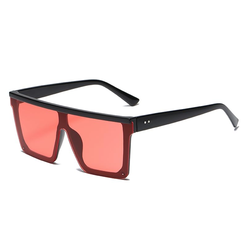 Oversized Square Sunglasses, Fashion Siamese Lens Style Flat