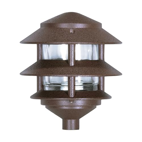 Image of Nuvo Lighting SF76 /632 One Light Two Louver Small Hood 120 Volt Die Cast Aluminum Durable Outdoor Landscape Pathway Lighting, Old Bronze