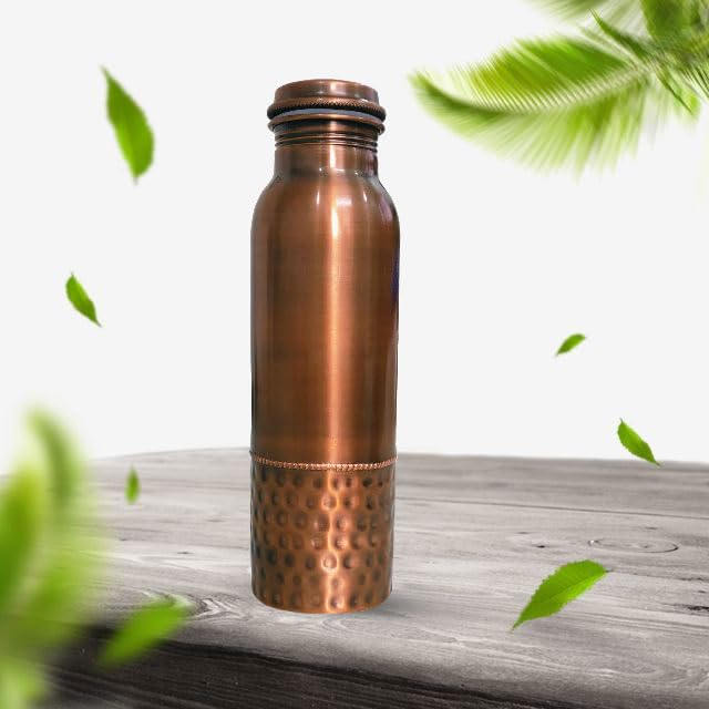 PRURA Copper Rice Hamard Copper Bottle yoga purposes Ayurveda Health Benefits Leak Proof (900ml/30oz, Design 4) - Image 3
