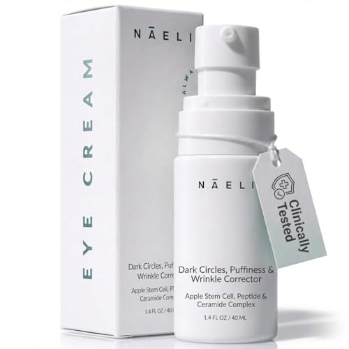 NAELI Eye Cream for Dark Circles, Puffiness & Wrinkles with Anti Aging Apple Stem Cell & Peptide Complex - Reduces Fine Lines, Diminishes Bags & Restores Under Eye, 1.4 oz