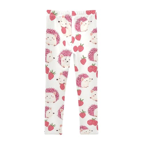 Wusikd Hedgehogs Girls' Leggings Toddler Doodles Strawberry Kids Yoga Pants Dance Active Tights 4T2