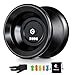 MAGICYOYO Yoyo Professional Y01 Node Metal Yoyo Unresponsive Yoyo + Extra 5 Yoyo Strings, Yoyo Bag, Glove (Black)