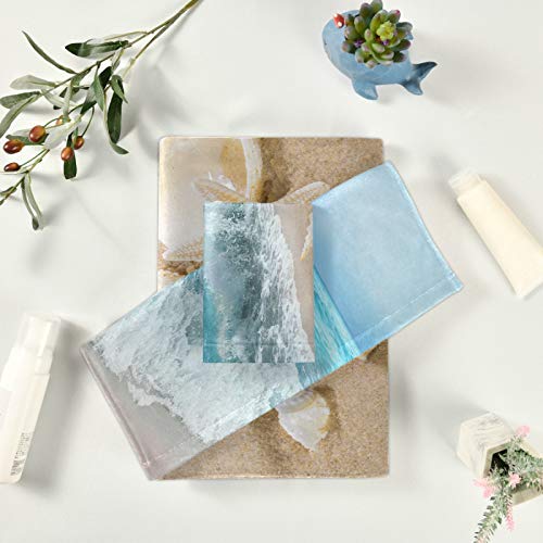 Beach Ocean Starfish Towels Set Of 3 Seashell Sea Summer Hand Towel Blue Sky Bath Towel Washcloth Soft Thin Face Guest Towel Kitchen Tea Dish Towels Bathroom Decorations Housewarming Gifts #TOP3