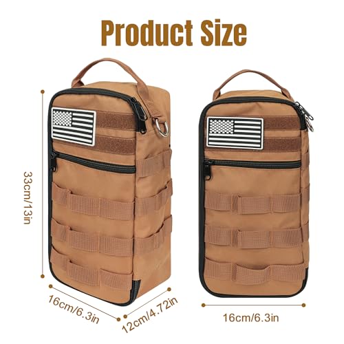 AASTT 13 Inch Portable Small Tool Bag, Heavy Duty Tool Organizer Bag with Shoulder Strap and D-ring Clip, Tactical Tool Bag, Tool Pouch Bag for Electricians, Carpenters, HVAC Technicians (Brown) by AASTT - Used condition - Image 2