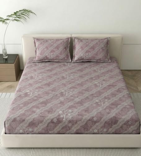 Image of Mafatlal 186 TC Metro Cotton Double Bed Bedsheet | 90x100 Inch|Soft, Breathable & Lightweight | Includes 2 Pillow Covers| Soft Lavender 1
