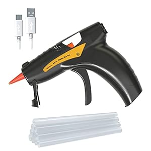 Satmonun Akku- Heißklebepistolen mit 30 Stücke Klebesticks– 2900mAh Li-Ion USB-Klebepistole kabellos, Aufheizzeit 2,5-5…