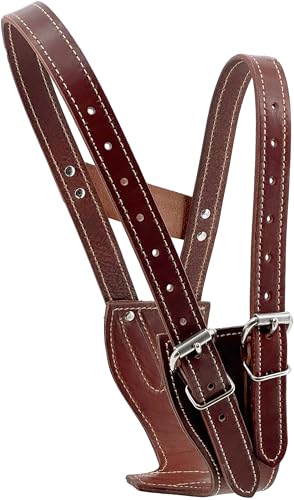Jeereal Durable Leather Cribbing Strap Prevention for Horses Dare Cribbing Control Collar Fully Reversible Adjustable Fit with Stainless Steel Buckles