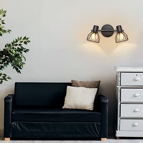 Kimjo LED Deckenstrahler Schwenkbar - Deckenlampe 2 Flammig Schwarz Deckenleuchte E14 - Lampe Strahler für Wohnzimmer, Küche und Schlafzimmer