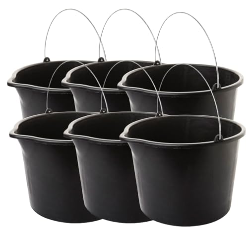 6er Set Baueimer 20L mit Metallbügel, Eimer mit Ausguss, Putzeimer 40 cm Durchmesser, Robust & Vielseitig Made in EU
