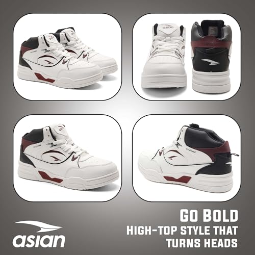Image of ASIAN Tango-11 Men's High Top Sneakers | Stylish & Lightweight Lace-Up Shoes | Cushioned Sports Sneakers for Men | Ideal for Casual, Daily Use & Travel